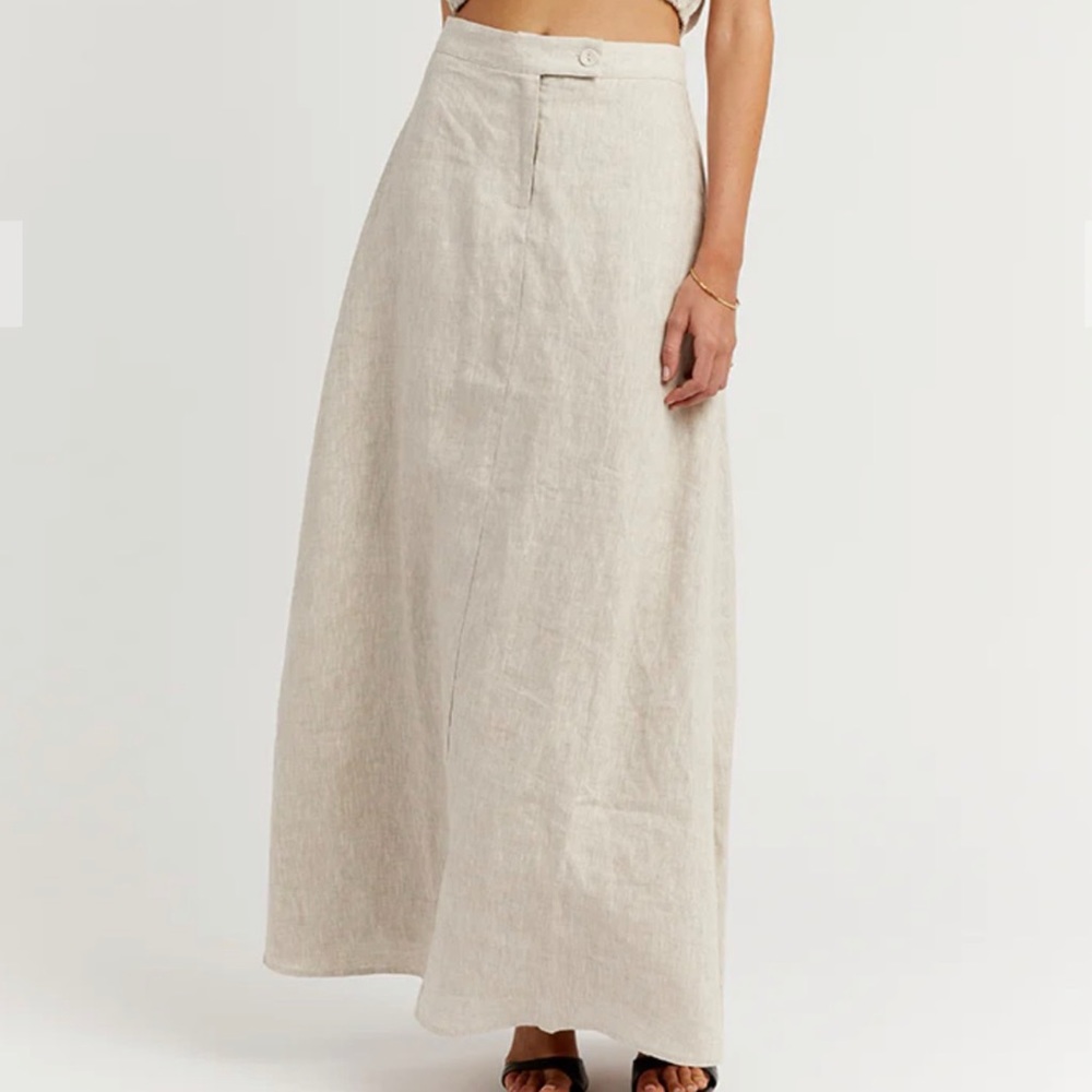 Wiley Natural linen midi Skirt